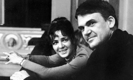 Milan Kundera with his wife Vera Kunderova in Prague in 1973.