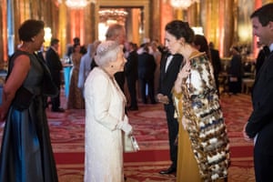 Queen Elizabeth II greets Ardern at Buckingham Palace, London, during a commonwealth heads of government meeting in 2018