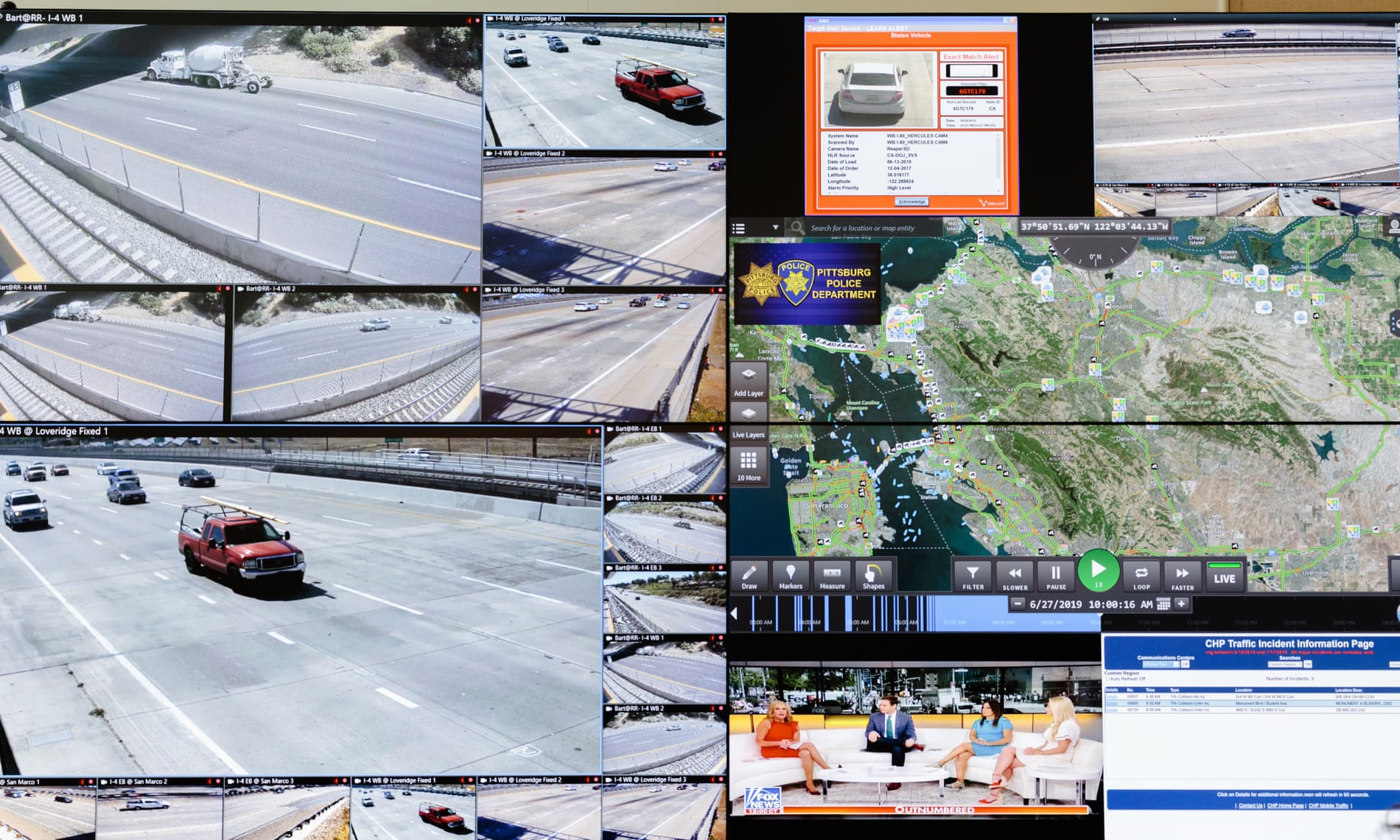 The Freeway Security Network command center, a system used to track down suspects in freeway shootings.