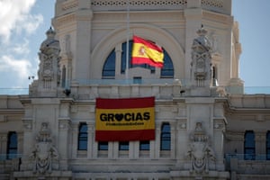 A sign on a municipality building in Madrid, Spain