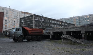 Broken foundations of building in Norilsk