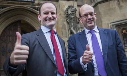 Douglas Carswell and Mark Reckless – Hannan’s closest friends in politics – celebrate Reckless’s byelection win for Ukip in 2014. He lost the seat at the 2015 general election.