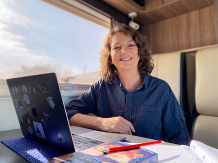 Bren MacDibble in her motorhome in Western Australia, where she wrote The Raven’s Song.