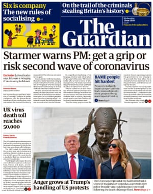 Guardian front page, Wednesday 3 June 2020
