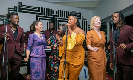 Liz Truss singing at a banquet in Kigali, Rwanda, in June 2022 when she was the foreign secretary.
