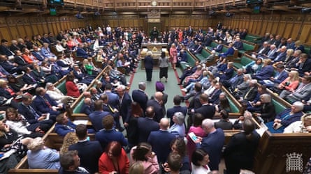 MPs await the result of the closure motion in the House of Commons in London.