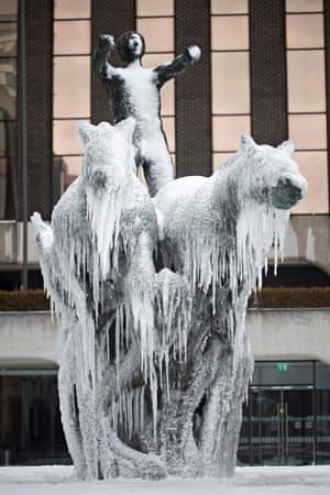 An icy fountain in Dublin, the result of the 'beast of the east' in March 2018