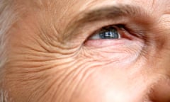 Close up of man’s face, wrinkles.