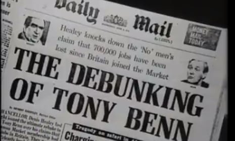 The Daily Mail gleefully reports Denis Healey attacking Tony Benn in 1975. 