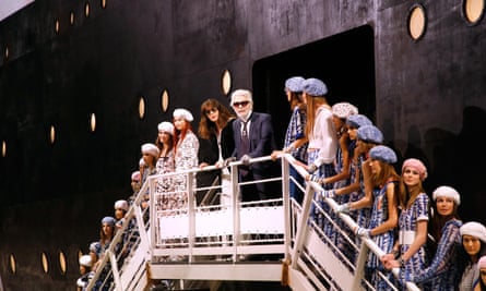 Karl Lagerfeld with Virginie Viard at the end of show.