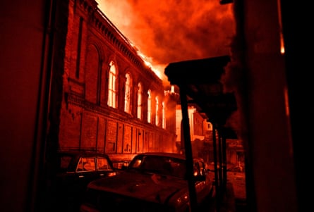 Zaporizhzhia National University engulfed in flames during the night.