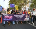 women, parents and young children, many dressed in Halloween attire take part in a âMarch of the Mummiesâ protest in Whitehall, London, Britain, on October 29, 2022, demanding rights for working mothers, reforms on childcare, parental leave and flexible working. 