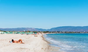 Spiaggia del Poetto beach, Cagliari, Sardinia.