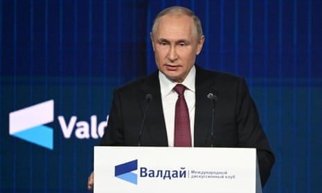 Russia’s President Putin takes part in Valdai discussion club meeting.