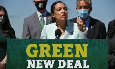 AOC speaks during a press conference to re-introduce the Green New Deal for environmentally-friendly economic development and action to tackle the climate crisis, earlier this week.
