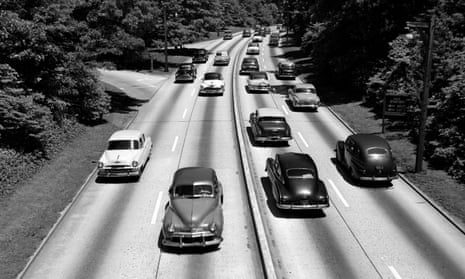 Highway traffic in New York c1953.