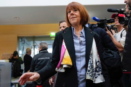 Gisèle Pelicot arrives at the court house wearing a scarf printed with artwork of Martu woman, Mulyatingki Marney in December 2024.