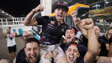 Max Verstappen beats Lewis Hamilton after dramatic final lap to claim F1 title – video