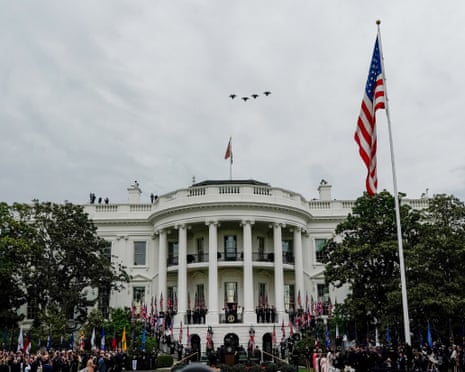 A military flyover for Britain's King Charles and Queen Camilla at the White Housee.