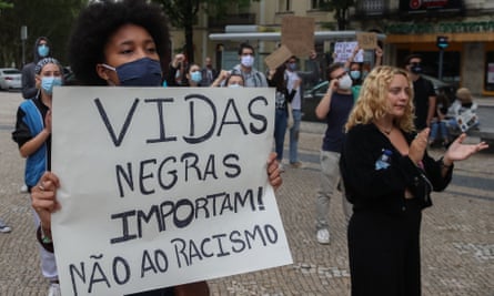 Black Lives Matter protesters at a demonstration in Coimbra, Portugal, in June.