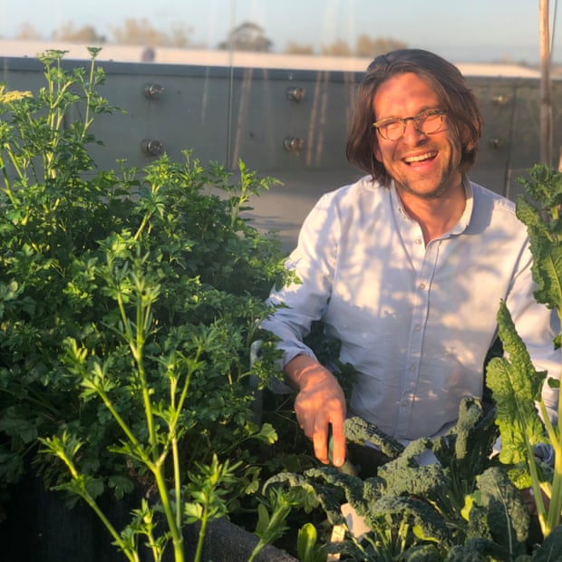 Dr Sandro Demaio in his rooftop garden