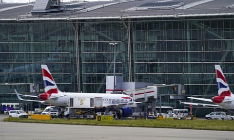 British Airways aircraft at Terminal 5 at Heathrow Airport, London