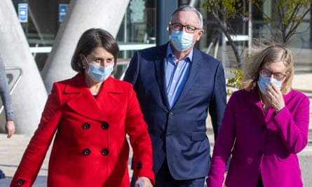 NSW premier Gladys Berejiklian, health minister Brad Hazzard and chief health officer Kerry Chant
