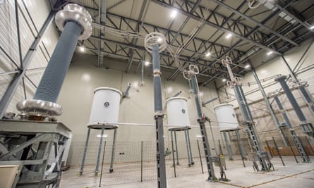 A DC hall in a converter station in Zeebrugge, which is used to convert electricity between AC and DC, to send power across the Nemo link interconnector between Belgium and the UK.