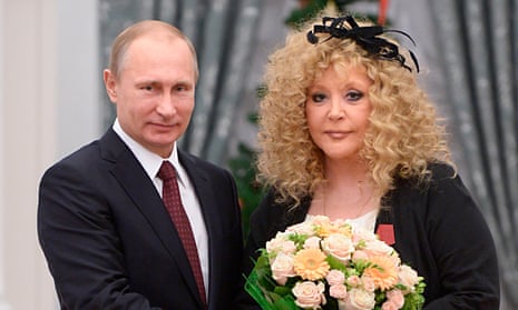 Vladimir Putin and Alla Pugacheva at an awards ceremony in the Kremlin, Moscow, in 2014.