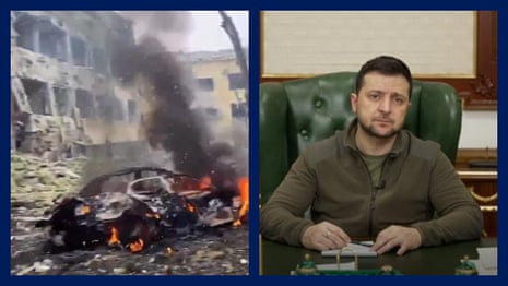 Zelenskiy accuses Russia of genocide in hospital bombing – video