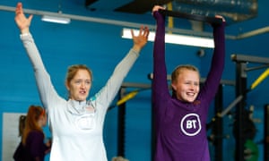 Dawn Scott putting England’s Hannah Hampton through her paces. Possibly not hard enough, judging by the smile.