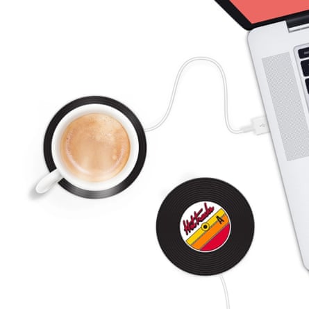 Mustard Hot Tracks, a vinyl-record-shaped USB cup warmer