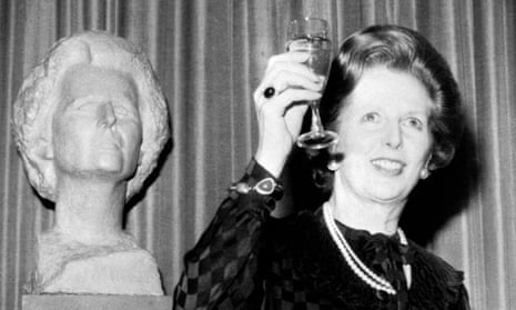 Margaret Thatcher visits Somerville College for the unveiling of a bust of herself in 1983.