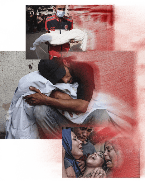 Composite of mourning people