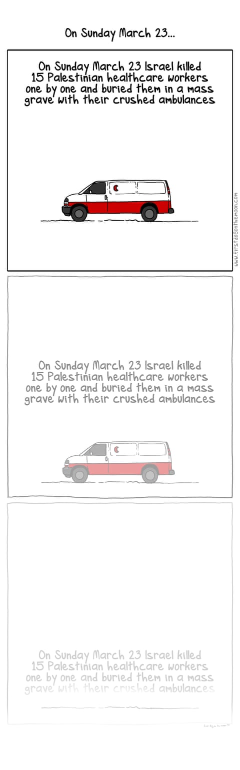 Cartoon by First Dog on the Moon titled Gaza Ambulance, panel 1