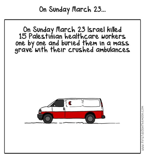 Cartoon by First Dog on the Moon titled Gaza Ambulance, panel 1