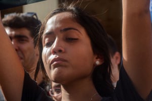 A student cries during a gathering in Havana