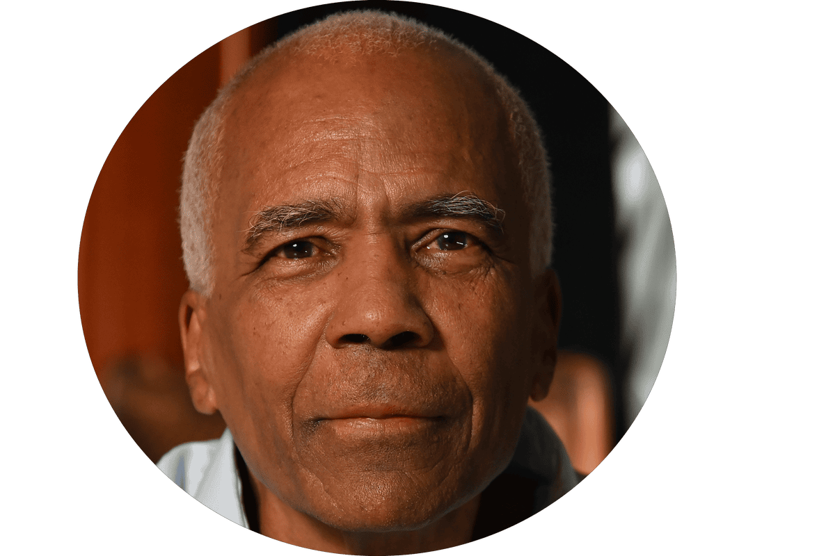 A man looking at a camera