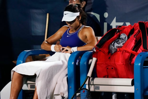 Raducanu during a change of ends.