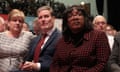 Keir Starmer, Diane Abbott and John McDonnell wait for Jeremy Corbyn to take to the stage on September 24, 2019 in Brighton, England. After the Supreme Court ruled the prorogation of Parliament was unlawful, the House of Commons Speaker John Bercow announced that Parliament would re-convene at 11.30am Wednesday morning. Jeremy Corbyn's keynote speech to Labour Conference was brought forward to Tuesday afternoon in place of Deputy Leader Tom Watson's speech which was cancelled. (Photo by Dan Kitwood/Getty Images)