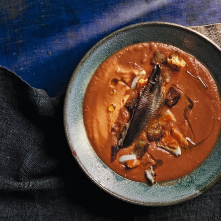 Smoked sardines with salmorejo. From ‘Andalusia, by Jose Pizarro. 20 best tomato recipes.