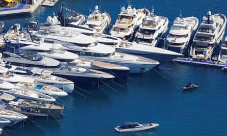 Luxury vessels in Monaco during the yacht show in 2021.