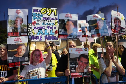 A protest in Tel Aviv on Saturday calling for the release of Israeli hostages