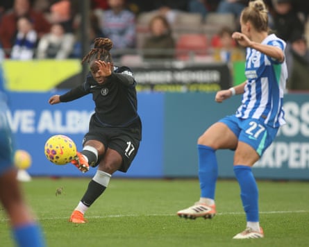 Chelsea's Sandy Baltimore breaks the deadlock against Brighton.