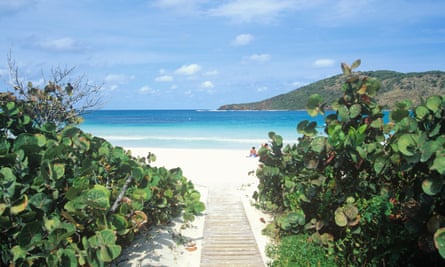 Flamenco Beach nestles in a horseshoe cove on Culebra Island, Puerto Rico.