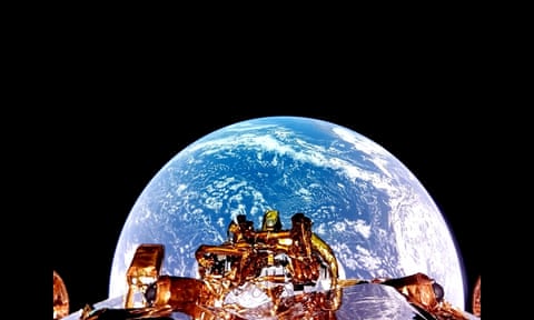 Firefly's Blue Ghost lunar lander taking an “Earth selfie”.