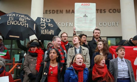 Supporters of the Heathrow runway protesters outside court