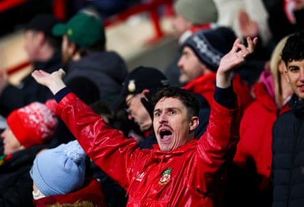 Wrexham fans looking happy