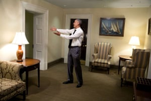 The president gestures to Nancy Pelosi in the White House