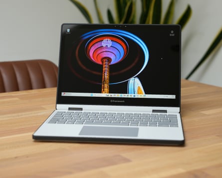 The Framework Laptop 12 open on a desk.